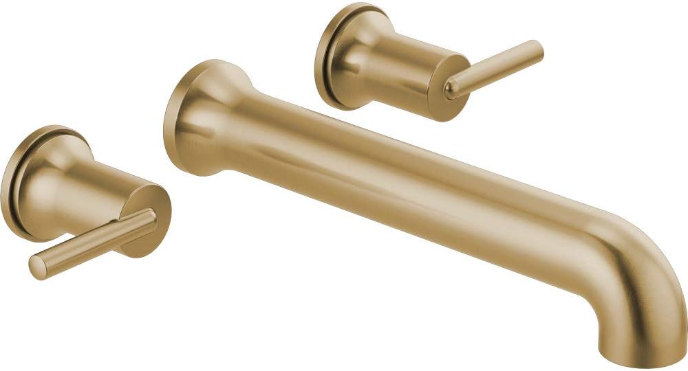 Delta T5759-CZWL Trinsic Two-Handle Wall Mount Bathroom Faucet – Champagne Bronze (Valve Not Included)