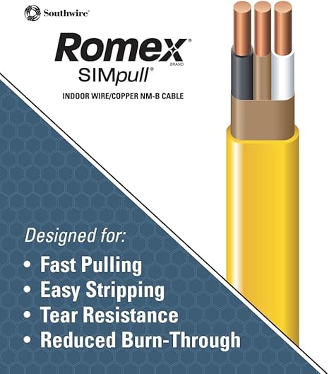 Southwire Romex SIMpull 12/2 NM-B Copper Wire with Ground — 4,000 ft, Yellow