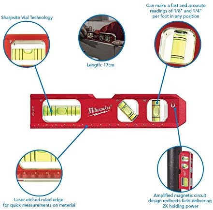 Milwaukee 4932459097 Billet Torpedo Level, Red/Black