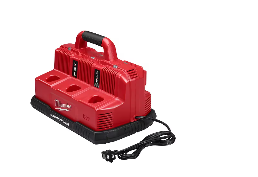 Milwaukee M12 and M18 12-Volt/18-Volt Lithium-Ion Multi-Voltage 6-Port Sequential Rapid Battery Charger (3 M12 and 3 M18 Ports)