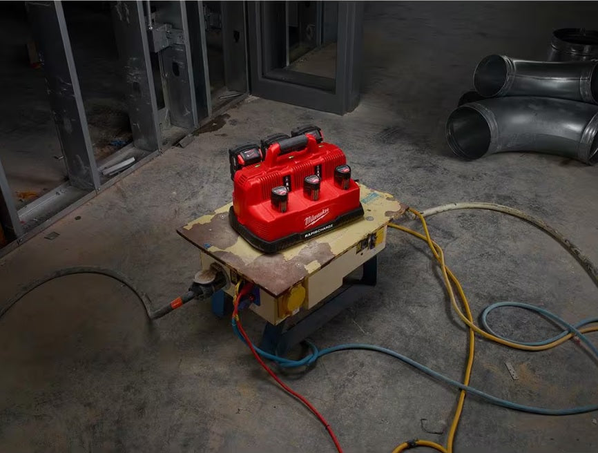 Milwaukee M12 and M18 12-Volt/18-Volt Lithium-Ion Multi-Voltage 6-Port Sequential Rapid Battery Charger (3 M12 and 3 M18 Ports)