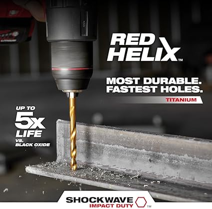 Milwaukee Electric Tool 48-89-4605 Impact Drill Bit, 1/8" Diameter x 2.62" L, 29/32" 35 Degree Helix Flute, 1/4" Hex Shank, 135 Degree