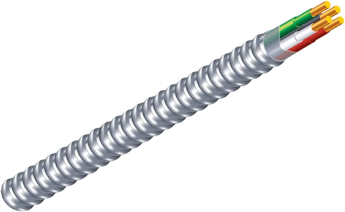 Southwire 12/2 MC Lite Solid Copper Cable, Aluminum Armor 250 ft (68580055)