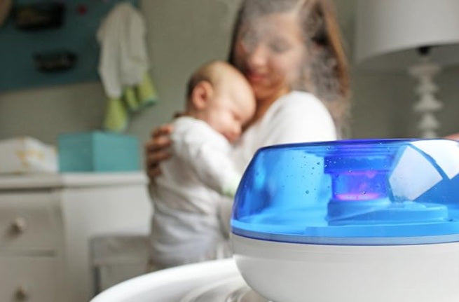 Crane Small Ultrasonic Air Humidifiers for Bedroom and Office, .2 Gallon Cool Mist Humidifier for Personal Use, No Humidifier Filters Needed, Blue and White