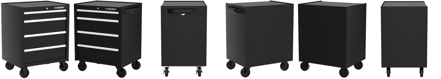 Husky 26 in. W 4-Drawer Rolling Cabinet Tool Box Chest in Gloss Black