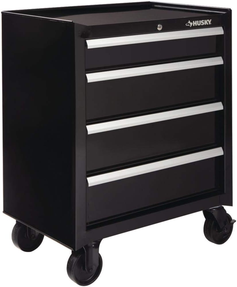 Husky 26 in. W 4-Drawer Rolling Cabinet Tool Box Chest in Gloss Black