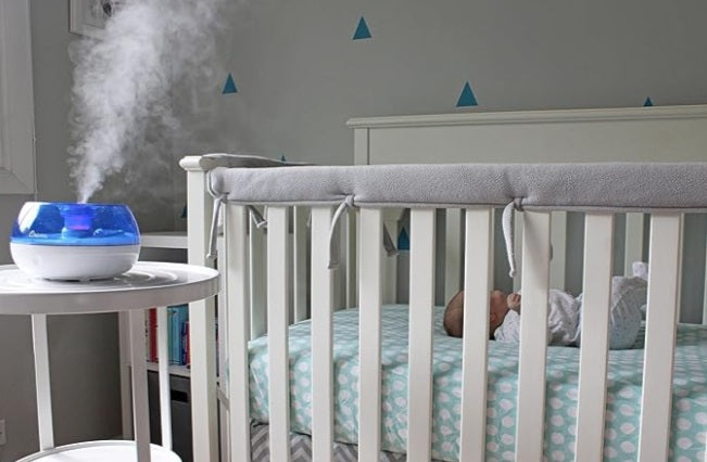 Crane Small Ultrasonic Air Humidifiers for Bedroom and Office, .2 Gallon Cool Mist Humidifier for Personal Use, No Humidifier Filters Needed, Blue and White