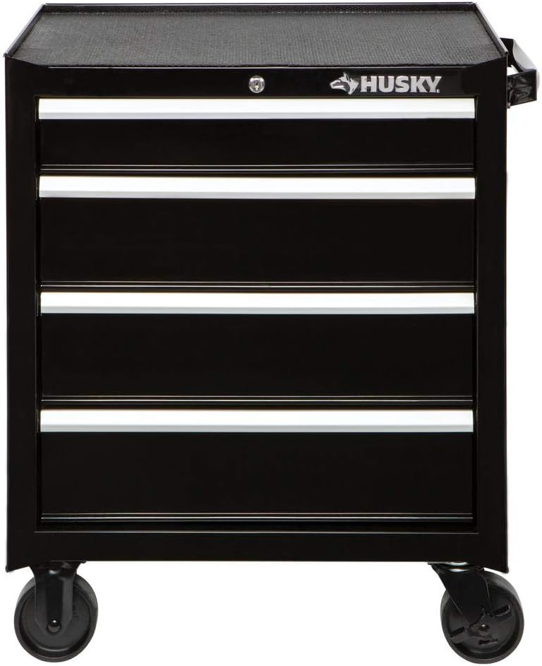 Husky 26 in. W 4Drawer Rolling Tool Box Chest in Gloss Black