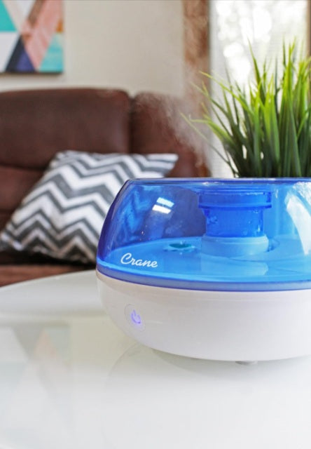 Crane Small Ultrasonic Air Humidifiers for Bedroom and Office, .2 Gallon Cool Mist Humidifier for Personal Use, No Humidifier Filters Needed, Blue and White