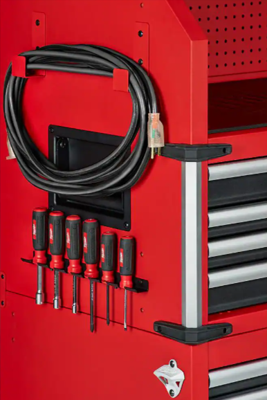 Heavy-duty, Drawer 16 Tool Chest 46 In. and Rolling Cabinet Set, Red and Black, Personal Valuables Storage Drawer with Separate Lock in the Tool Chest