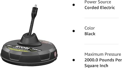 Ryobi 12 in. 2000 PSI 1.4 GPM Quick Connect Surface Cleaner for Electric Pressure Washers