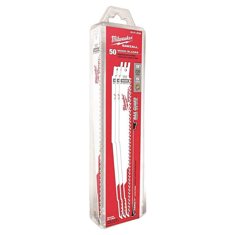 Milwaukee 48-01-6036 9 in. 5 Teeth per in. Wood Cutting SAWZALL Reciprocating Saw Blades
