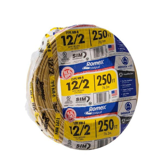 Southwire Romex SIMpull 12/2 NM-B Copper Wire Full 250 ft (117 Coils) Yellow