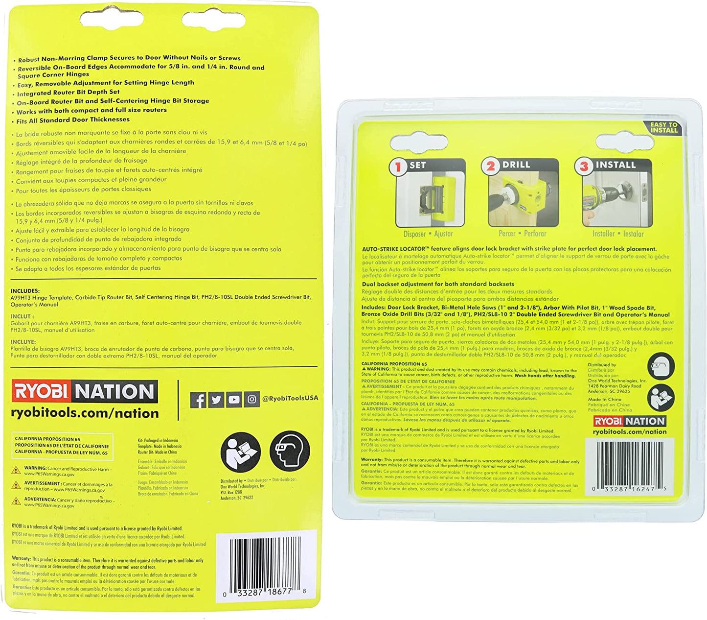 Ryobi A99HT2 Door Hinge Installation Kit/Mortiser Template Bundled with Ryobi A99DLK4