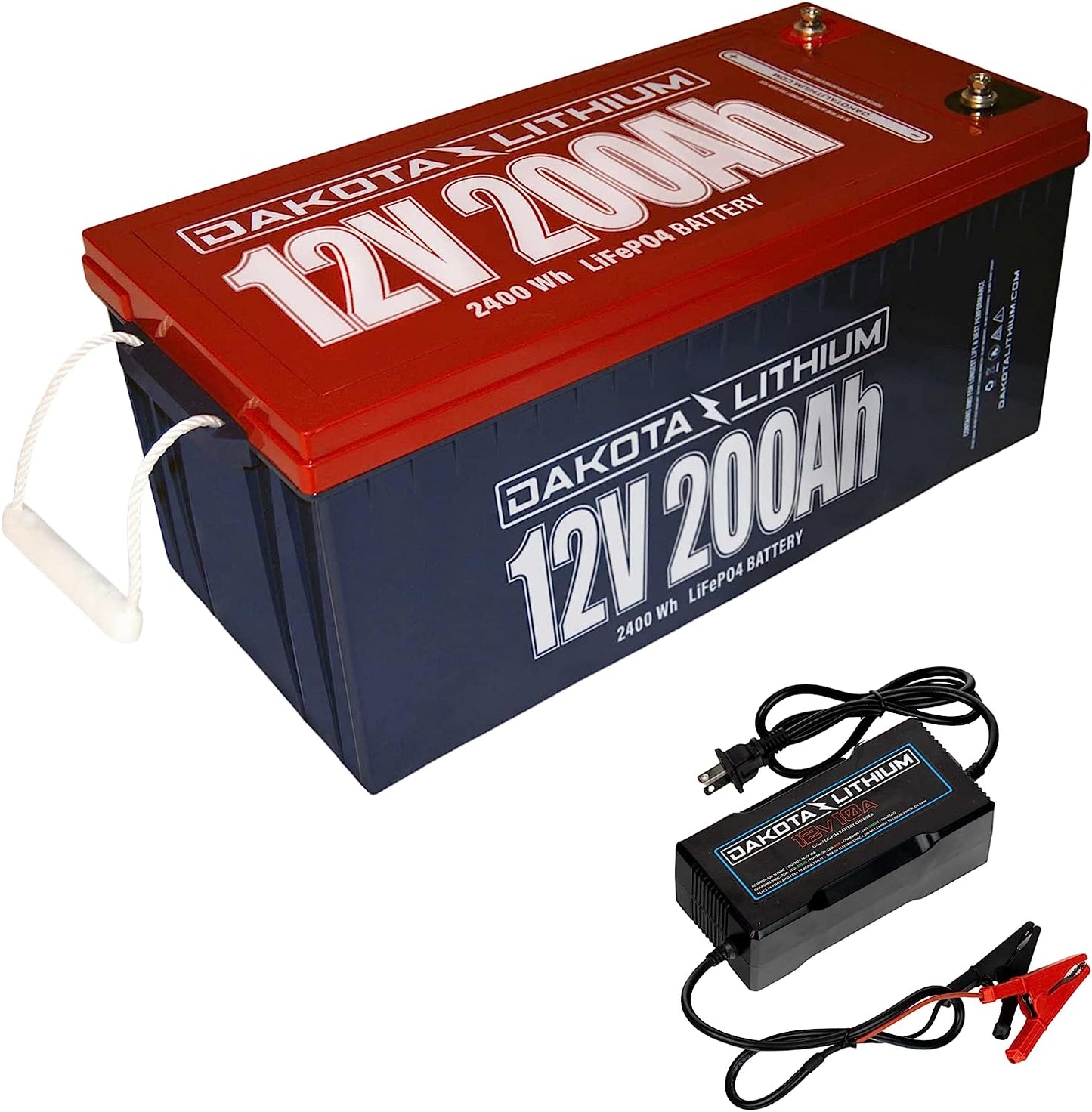 Dakota Lithium - 12V 200Ah LiFePO4 Deep Cycle Battery with Charger - 11 Year USA Warranty, 2000+ Cycles - For Electric Vehicles, Marine, Solar, RVs, Golf Carts, Powerwall, Off Grid - 1 Pack