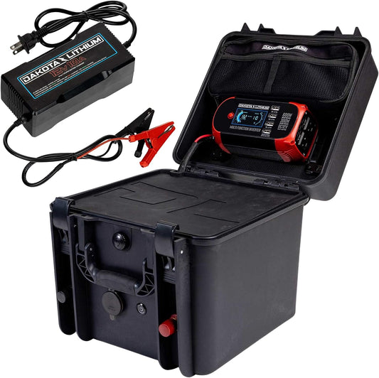 Dakota Lithium - 12V 60Ah Dual Purpose Power Box and 1000CCA LiFePO4 Deep Cycle Starter Battery with Inverter - 11 Year USA Warranty - DC, and USB Ports - Waterproof - 12v 10amp Charger Included