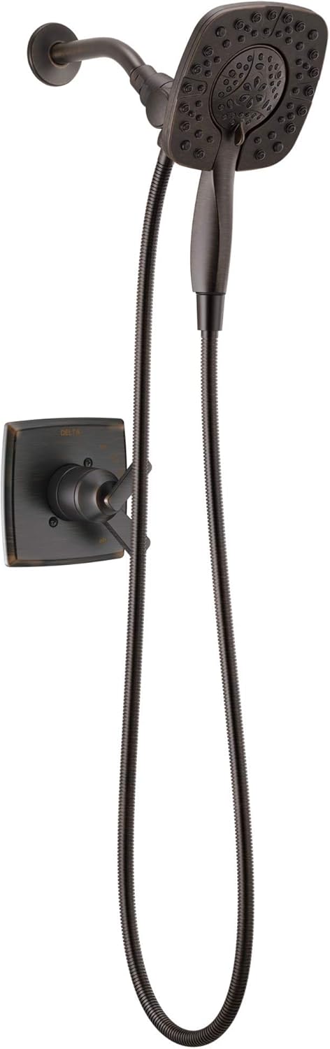 Delta Faucet Ashlyn 17 Series Dual-Function Shower Trim Kit with 2-Spray Touch-Clean In2ition 2-in-1 Hand Held Shower Head with Hose, Venetian Bronze T17264-RB-I (Valve Not Included)