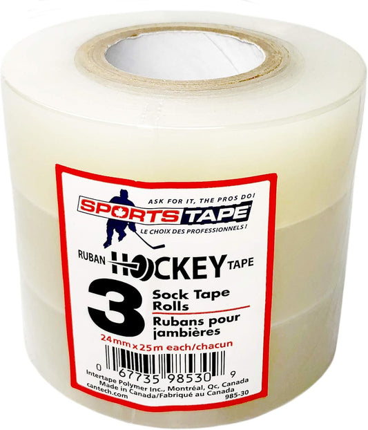 SportsTape Hockey Tape Multipack, Clear, 3 Roll