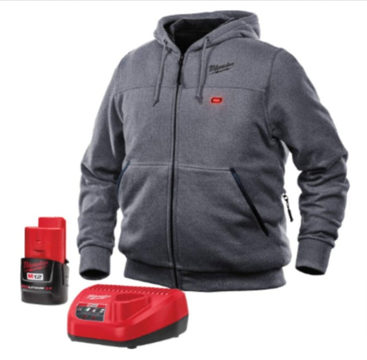 Milwaukee Heated Hoodie KIT M12 12V Lithium Ion Front and Back Heat Zones Battery and Charger Included