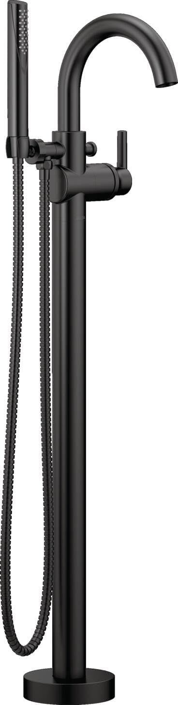 Delta T4759-BLFL Trinsic Floor Mount Freestanding Tub Filler with Hand Shower – Matte Black (Rough Sold Separately)