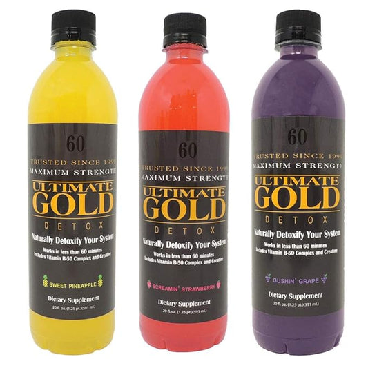 Ultimate Gold Detox Drink 20 oz. Pineapple, Grape & Strawberry