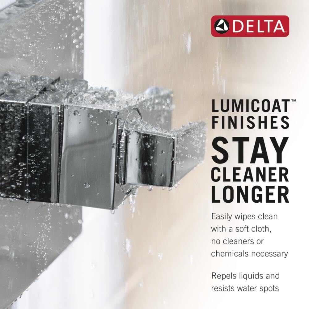 Delta T4789-CZ-PR-LHP-FL Tetra Floor Mount Freestanding Tub Filler with Hand Shower – Lumicoat Champagne Bronze (Valve and Handle Not Included)
