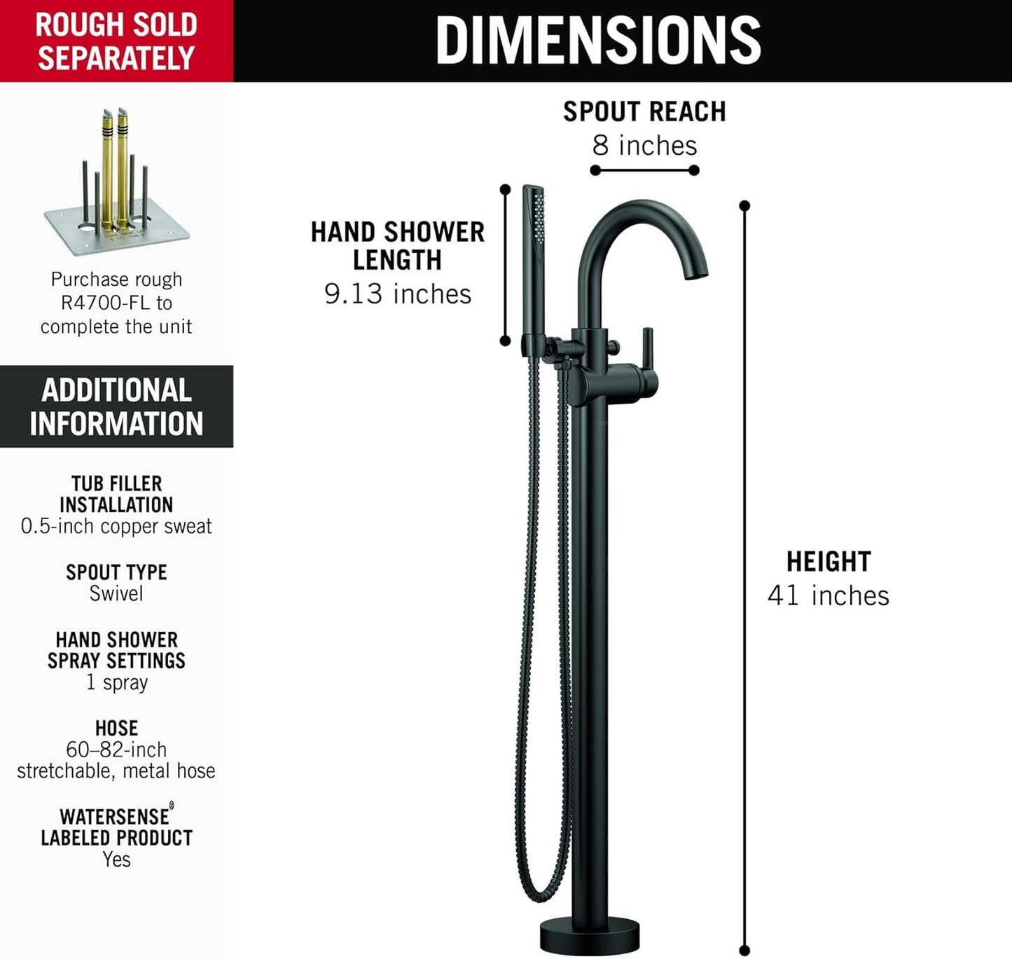 Delta T4759-CZFL Trinsic Freestanding Tub Filler Champagne Bronze - alternate view 3