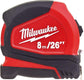 Milwaukee 4932459596 8m/26ft Pro Compact Tape Measure, Red