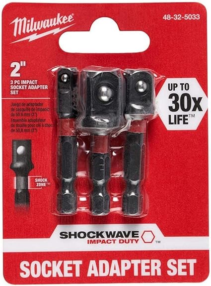 Milwaukee 48-32-5033 Power Drill Bit Extensions Shockwave Socket Adapter Set, 1/4", 3 Pack