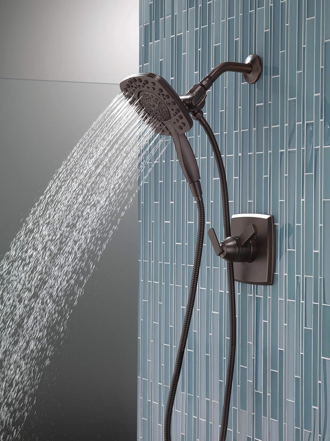 Delta Faucet Ashlyn 17 Series Dual-Function Shower Trim Kit with 2-Spray Touch-Clean In2ition 2-in-1 Hand Held Shower Head with Hose, Venetian Bronze T17264-RB-I (Valve Not Included)