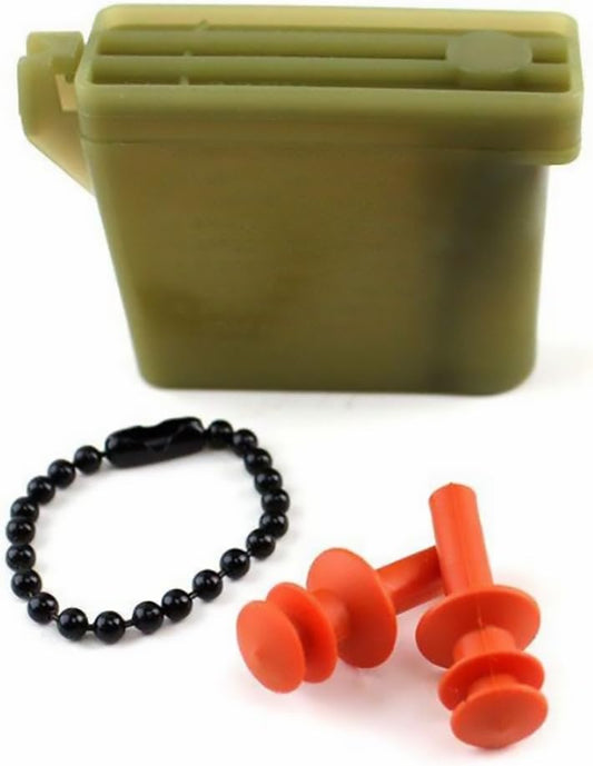 VANGUARD Military Ear Plugs with Chain and Case (Orange, Medium)