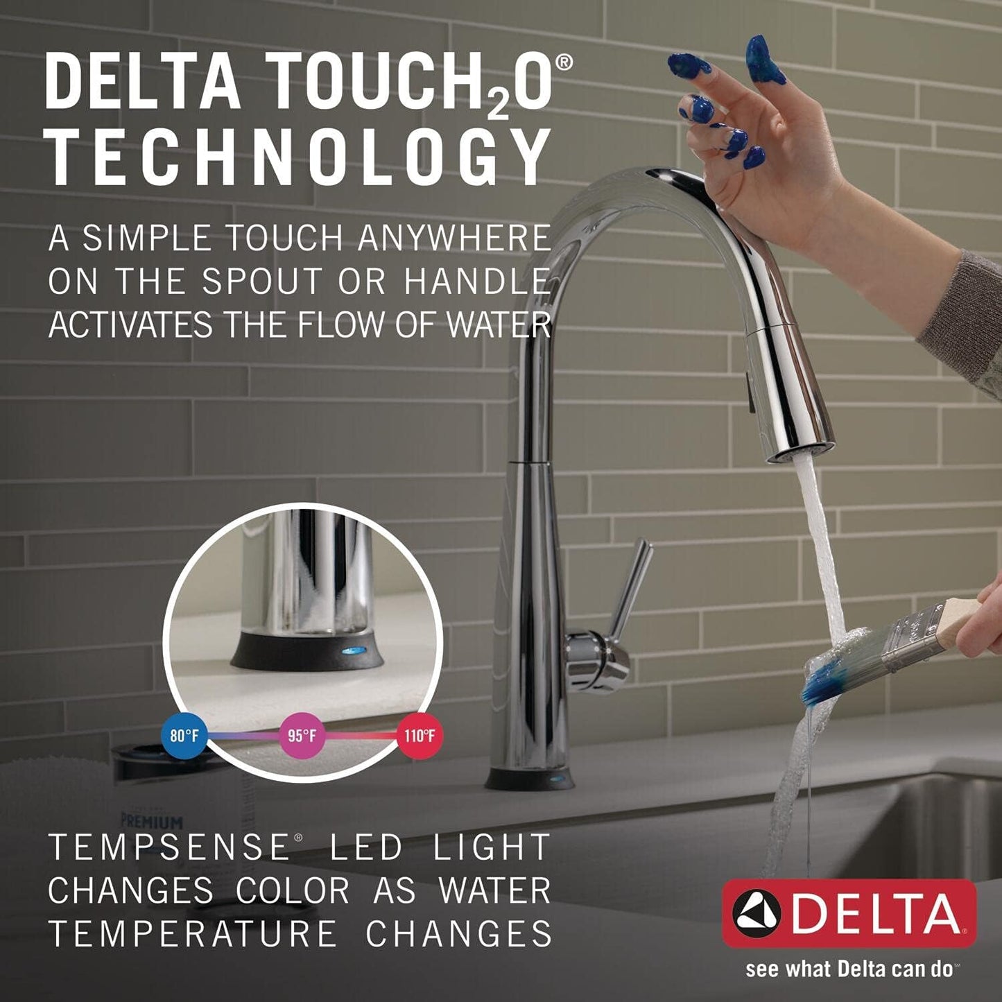 Delta 9113TV-AR-DST Essa VoiceIQ Touchless Pull-Down Kitchen Faucet – Arctic Stainless, Alexa and Google Assistant Compatible