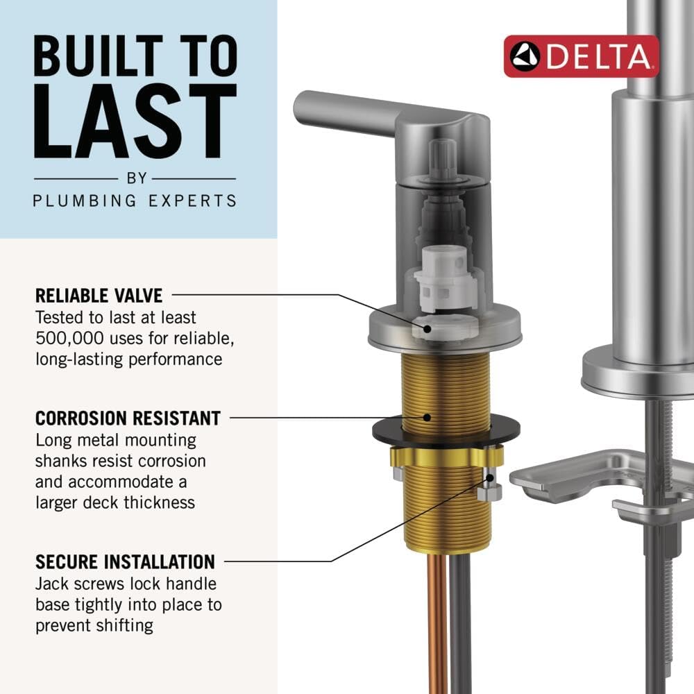 Delta Faucet Cassidy Widespread Bathroom Faucet Chrome, Bathroom Faucet 3 Hole, Bathroom Sink Faucet, Metal Drain Assembly, Chrome 3597LF-MPU