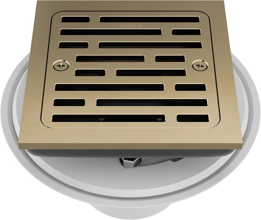 Delta DT062412-CZ 4-Inch Tile-In Square Shower Floor Drain – Champagne Bronze Finish