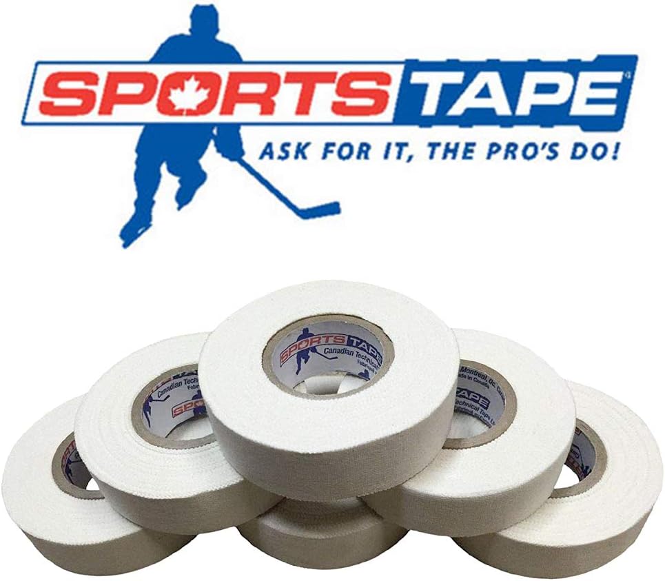 SportsTape White Hockey Tape - for Sticks and Grips, Durable Cloth and Easy Tear (6 Pack)