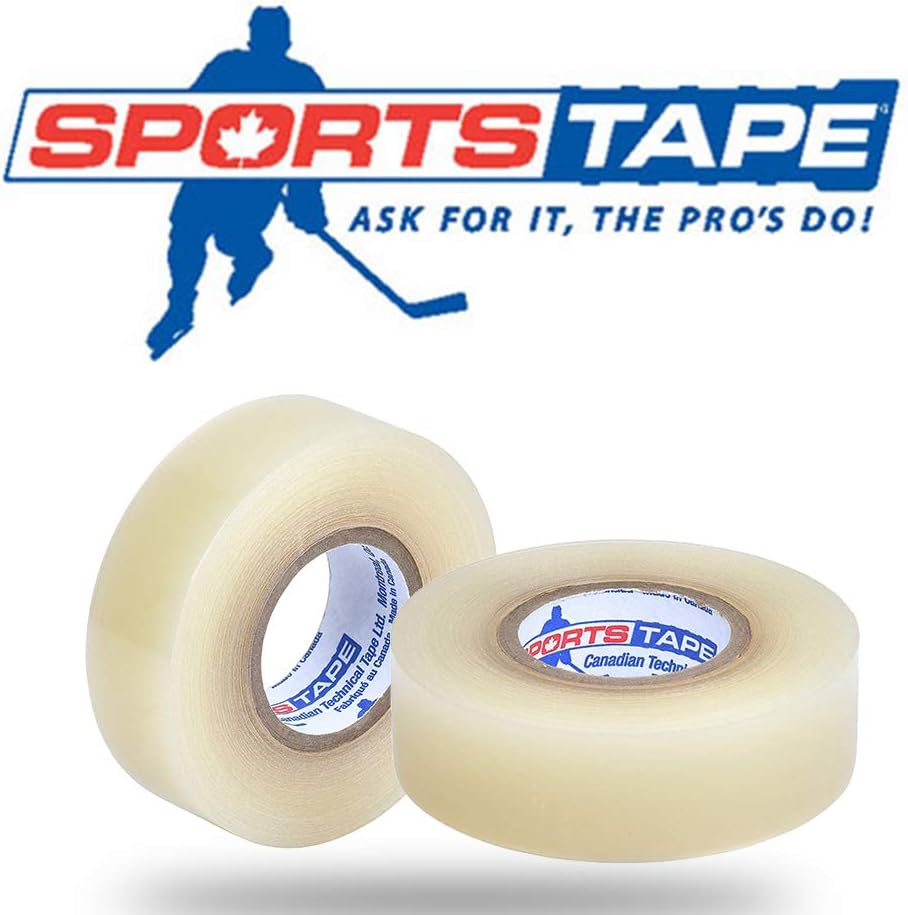 SportsTape Clear Hockey Tape - for Socks and Gear, Easy to Stretch and Tear (10 Pack), One Size