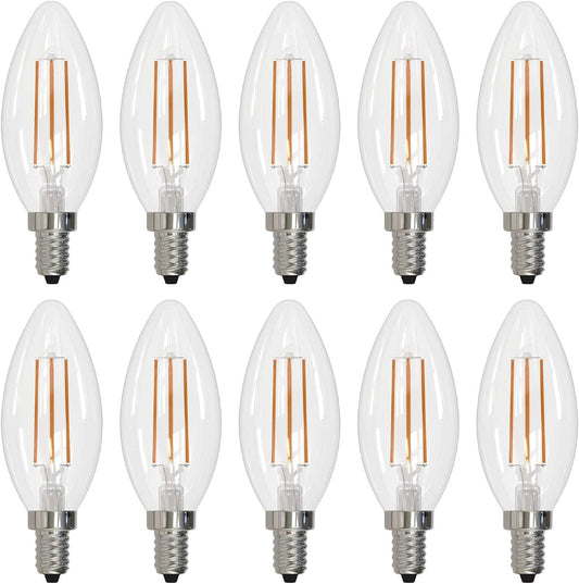 Bulbrite (Pack of 10) Item 776626, High Lumen Higher Equivalency, 5 Watt Clear B11 LED Filament Light Bulb, E12 Candelabra Base, 2700K 500 Lumens, LED5B11/27K/FIL/E12/3 10-Pack