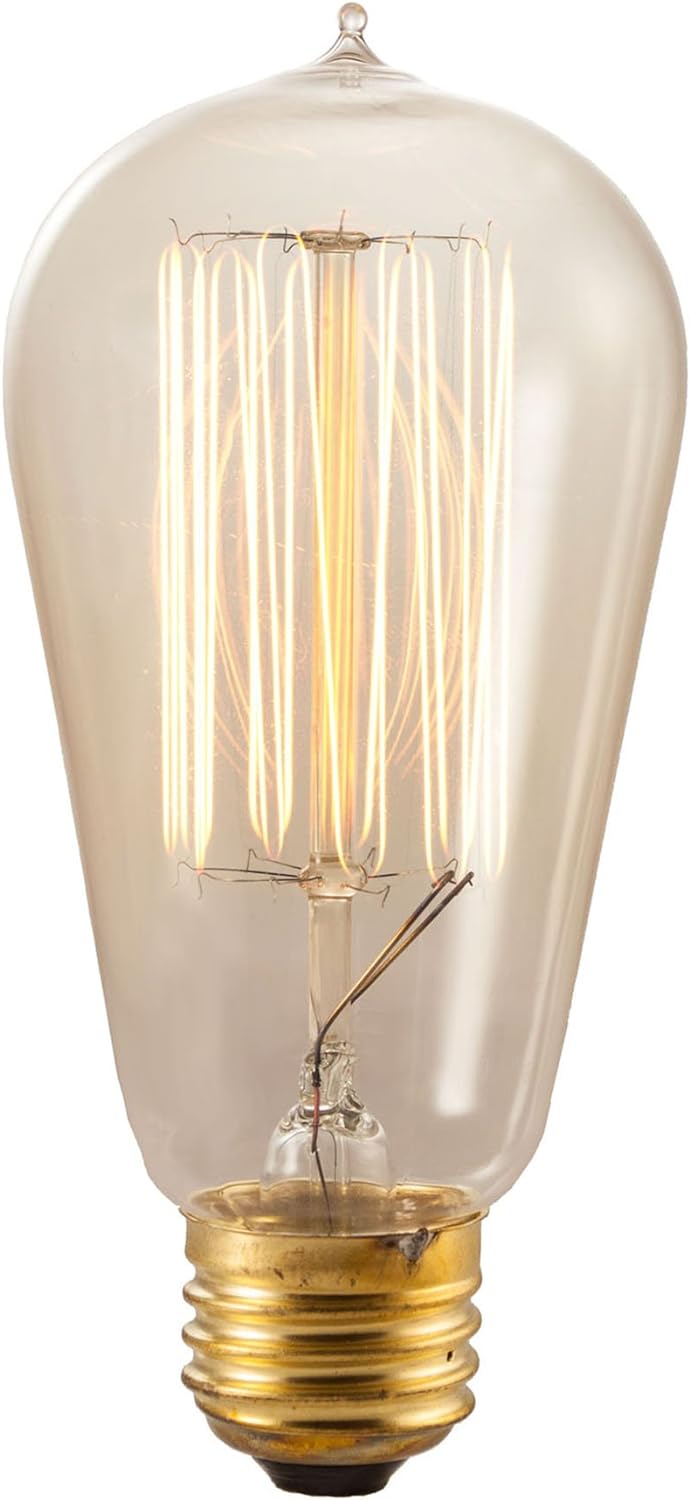 Bulbrite 136019 Pack of (2) 60 Watt Antique Clear Dimmable ST18 Shaped Medium (E, Antique Clear