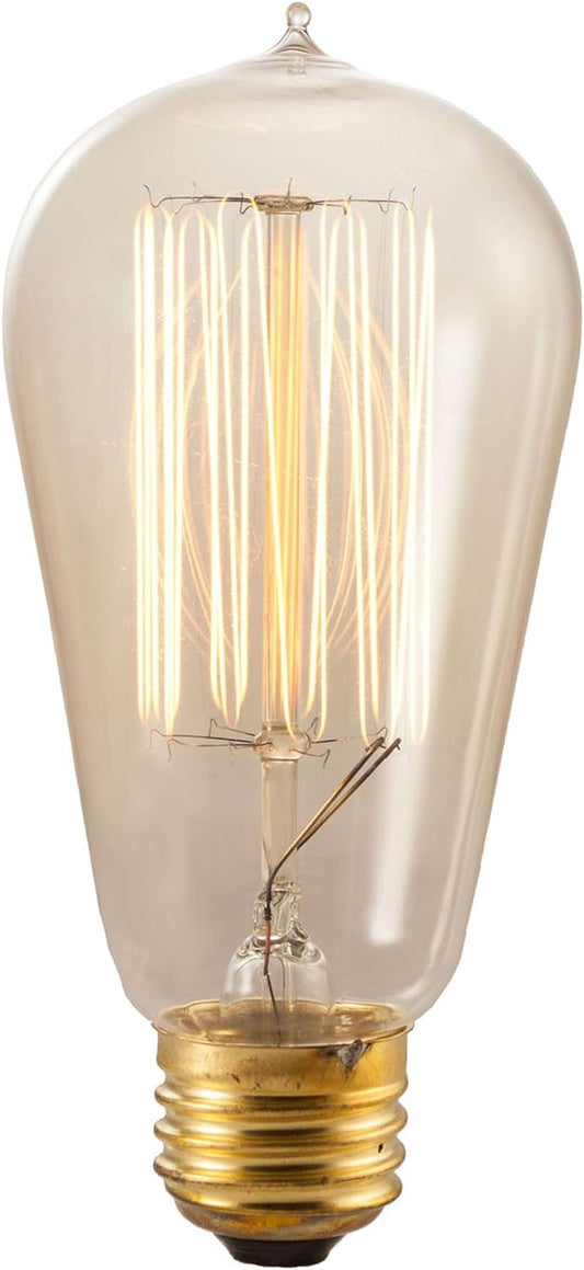 Bulbrite 136019 Pack of (2) 60 Watt Antique Clear Dimmable ST18 Shaped Medium (E, Antique Clear