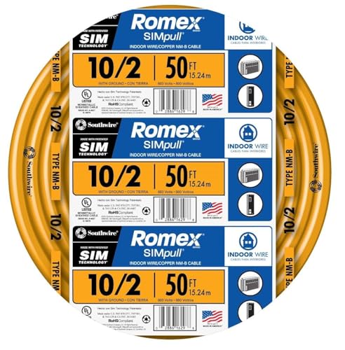 Southwire Romex SIMpull 10/2 NM-B Copper Wire with Ground 50 ft Orange (28829022)