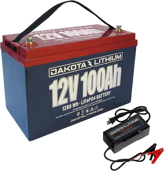 Dakota Lithium – 12V 100Ah LiFePO4 Deep Cycle Battery – 11 Year USA Warranty 2000+ Cycles – Built in BMS, For Ice Fishing, Trolling Motors, Fish Finders, Marine, and More