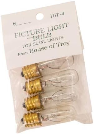 House of Troy 15T4-BAG 15 Watt Candelabra Bulbs, Pack of 4