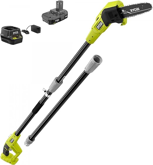 RYOBI ONE+ 18V 8 in. Cordless Oil-Free Pole Saw with 1.5 Ah Battery & Charger, Green