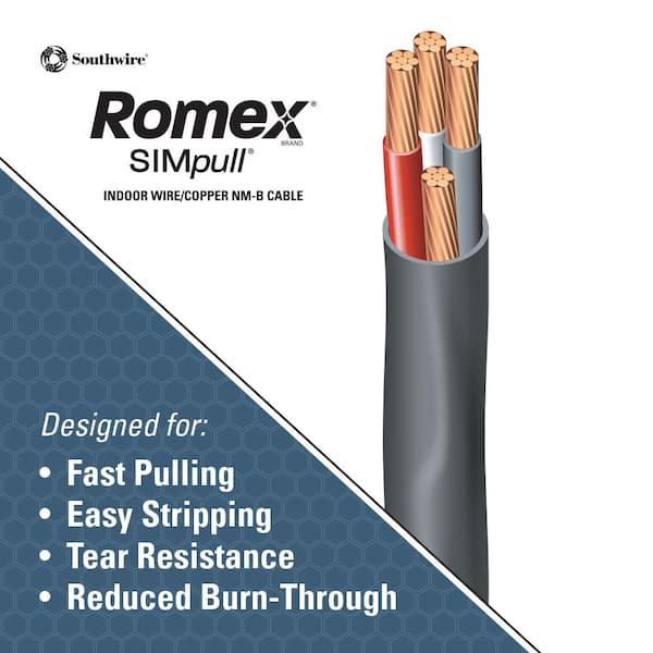 Southwire 6/3 NM-B Stranded Copper Wire with Ground 125 ft Black (63950002)