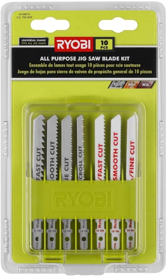 Ryobi A14AK10 All-Purpose Jig Saw Blade Kit (10-Piece)