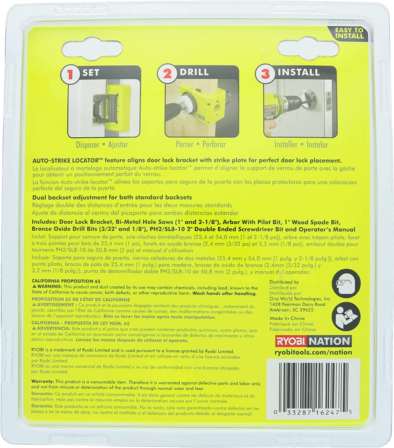 Ryobi A99HT2 Door Hinge Installation Kit/Mortiser Template Bundled with Ryobi A99DLK4