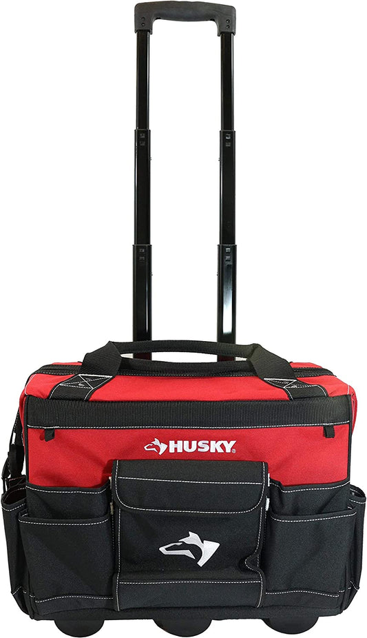 Husky GP-43196N13 18" Water Resistant Contractor's Rolling Tool Tote Bag with Telescoping Handle