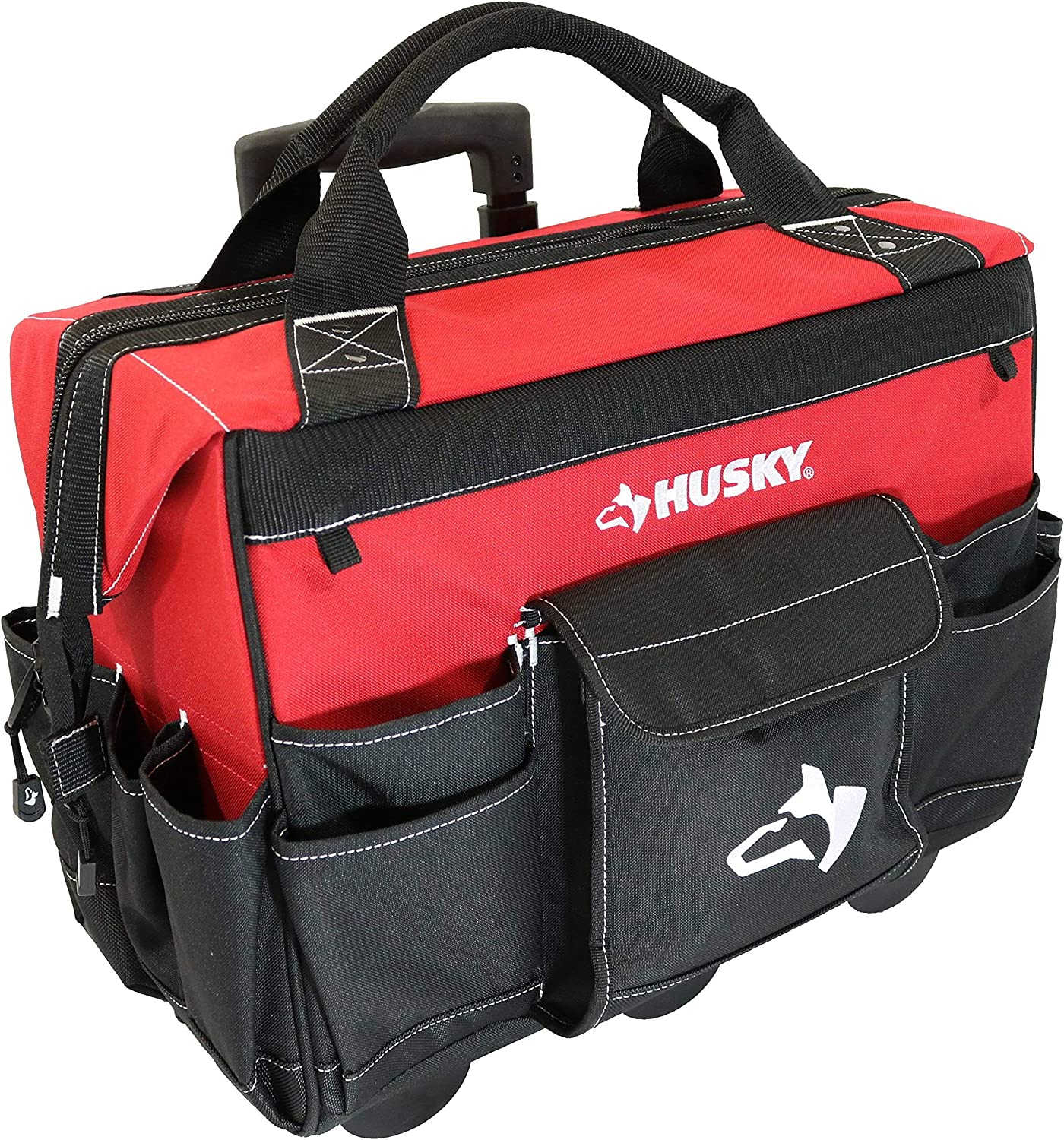 Husky GP-43196N13 18" Water Resistant Contractor's Rolling Tool Tote Bag with Telescoping Handle