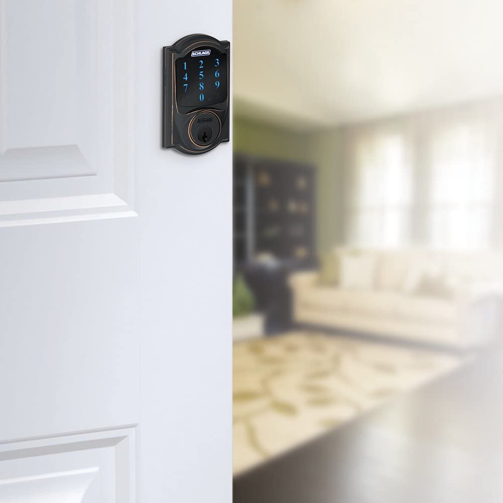Schlage Camelot Aged Bronze Connect Smart Door Lock with Alarm - PuraVizion